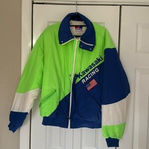 Swingster Neon Green Blue Kawasaki Racing Jacket X-Large AS IS